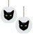Set of 2 Black Cat Head Solid Ceramic Fan Pulls