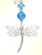 Turquoise Smooth and Faceted Glass with Large Dramatic Openwork Dragonfly Light or Ceiling Fan Pull Chain