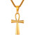 U7 Ankh Pendant 18K Gold Plated Vintage African Egyptian Jewelry Key of Nile Cross Necklace for Men Women, Chain 22 Inch