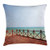 Ambesonne Coastal Throw Pillow Cushion Cover, Tropical Holiday Theme Balcony at The Sandy Sea Shore Beach Image, Decorative Square Accent Pillow Case, 18inch  X 18inch , Brown White and Pale Blue