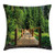 Ambesonne Landscape Throw Pillow Cushion Cover, Wooden Bridge into The Depths of Fresh Pine Forest in a Summer Day Image, Decorative Square Accent Pillow Case, 18inch  X 18inch , Green Pale Brown