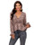 WDIRARA Women's Polka Dots V Neck Ruffle Long Sleeve Elegant Peplum Blouse Top Pink M
