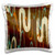 3dRose Orange, Yellow, Aqua, Brown, Vertical Brushes Strokes Abstract Pattern Pillow Case, 16 x 16