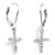 925 Solid Sterling Silver Cubic Zirconia Dangling Cross Leverback EarringsSmall CZ Dangle Cross Jewelry