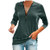 Meikosks Ladies V Neck Zipper T Shirt Long Sleeved Tops Solid Color Blouses Plus Size Pullover Army Green