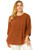 Agnes Orinda Women's Plus Size Work Round Neck Ruffle Chiffon Blouse Top 2X Caramel