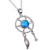 KELITCH Dream Catcher Necklace 925 Silver Chain Necklace Opal Pendant Arrow Necklace Blue