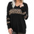 Aniywn Women Casual Leopard Print Long Sleeve Pullover V-Neck Patchwork Top Blouse Black
