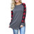 Women O-Neck Long Sleeve Patchwork Plaid Sweatshirt Pullover Tops Blouse Shirt Red