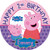 Peppa Pig Round Personalized Edible Cake Image Cake Topper Decoration - 6inch  Inches Circle