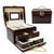 3-Layer Jewelry Box PU Leather Lockable Mirrored Jewelry Organizer with 2 Drawers Travel Storage Case for Bracelets, Necklaces, Rings, Earrings Brown