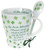 Irish Mug And Spoon Set, Four Leaf Clover And Irish Blessing