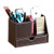 PU Leather Multi-Function Desk Pen Pencil Holder Office Stationery Organizer Storage Box Business Cards/Mobile Phone/Remote Control Holder Desktop Accessories Organizer (Brown-Large)