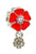J and M Dangle Red Flower with Crystals Charm Bead for Charms Bracelets