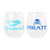 DEI Pirate/Mermaid Stemless Wine Glass Set,Clear