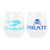 DEI Pirate/Mermaid Stemless Wine Glass Set,Clear