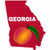 U.S. Custom Stickers Georgia Peach Red State Shaped Sticker  3inch