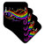 3dRose Rainbow Music Notes in Neon Rainbow Colors Soft Coasters (Set of 4)