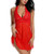 Women Lingerie Halter Chemise Lace Babydoll Mesh Nightwear V Neck Teddy Sleepwear Red