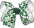 HL-314M Medium St. Patrick_s Day Green Glitter Shamrocks on Satin over White Hair Bow