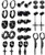 Jewdreamer 14 Pairs Stainless Steel Black Stud Earrings for Men Women Feather Hoop Huggie Hinged Loop Punk CZ Piercing Earring Set