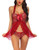 Avidlove Women Lingerie Lace Babydoll Sleepwear Strap Chemise Mesh Nightdress Dark Red
