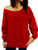 LYXIOF Womens Off The Shoulder Tops Baggy Sweatshirts Oversized Long Sleeve Pullover Red XL