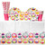 Cupcake Birthday Party Supplies Pack for 16 Guests: Straws, Dessert Plates, Beverage Napkins, Table Cover, and Cups
