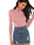 Floerns Women_s Long Sleeve Slim Fit Turtleneck Basic T-Shirts Pink XS