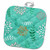3D Rose Turquoise - White - and Peach Flowers and Leaves Pattern Pot Holder 8 x 8,