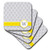 3dRose cst_154589_1 Your Personal Name Initial Letter W Monogrammed Grey Quatrefoil Pattern-Personalized Yellow Gray-Soft Coasters, Set of 4