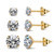 CZ Stud Earrings 925 Sterling Silver 18K Gold Plated Round Cubic Zirconia Hypoallergenic Set -18K Gold Round-