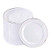 BUCLA 100Pieces Silver Plastic Plates -6.25inch Disposable Salad Dessert Plates- White with Silver Rim Premium Hard Plastic Appetizer Plates Small Dessert Plates for Weddings and  Parties