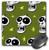3dRose LLC 8 x 8 x 0.25 Inches Mouse Pad, Skull Pattern Toon 2A on Olive (mp_58958_1)