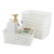 Neadas White Plastic Weave Wicker Storage Baskets  Rectangle  6 Packs