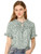 Allegra K Women_s Floral Tie Neck Ruffle Short Sleeves Peasant Blouse Top XS Mint