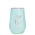 Mira 12 oz Monogram Insulated Wine Glass Tumbler with Lid - Monogrammed Personalized Stemless Stainless Steel Wine Cup - Pearl Blue - K