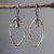 Marquis shape earrings brass in oxidized and brass drop decoration with sterling silver hooks style