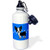 3dRose wb_12085_1 Cute Boston Terrier Blue Paw print Background - Sports Water Bottle, 21 oz, White
