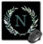 3dRose Wreath with Monogram Initial Letter N in Green on Black. - Mouse Pads -mp_337370_1-