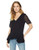 BCBGeneration Women_s Ruffle Curved Hem TEE  Black  XS
