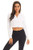 DIRASS Women_s Long Sleeve Pullover Thin Crop Top Hoodie Half Zip V-neck Sweatshirt -White XS-