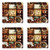 Lunarable Brown Coaster Set of Four, I Love Coffee Theme Collage Roasted Beans Brewing Machines and Cups Aromatic Drink, Square Hardboard Gloss Coasters for Drinks, Brown White