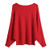 GABERLY Boat Neck Batwing Sleeves Dolman Knitted Sweaters and Pullovers Tops for Women -Red  One Size-