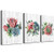 cactus Flowers Modern Canvas Wall Art for Bedroom Wall Decorations for Living Room Bathroom Wall Decor 3 Panels Wall Watercolor Painting Home Decoration Kitchen Canvas Print Plants framed Artwork