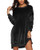 Auxo Women Long Sleeve Hoodie Dress Oversize Velvet Hooded Pockets Casual Sweatshirts Dresses Long Tunic Top Loose Pullover Black XL