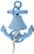 Hampton Nautical Rustic Dark Blue Whitewashed Wall Mounted Anchor Hanging Bell 8" - Vintage Cast Iron Decoration