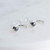 Small Sterling Silver Open Hoop Hugger Hook Earrings with Hematite Stone 3mm