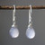 Earrings Teardrop faceted gray chalcedony with silver wire wrapped on sterling silver hooks style
