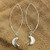 Sterling Silver Handmade Sterling Silver Small Crescent Moon Long Dangles Earrings  Gift for Her
